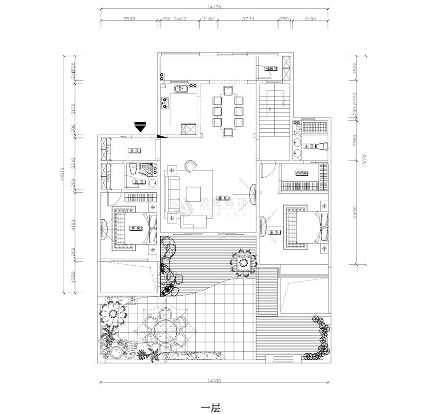 秦漢佳苑,新中式風(fēng)格,一層戶型圖