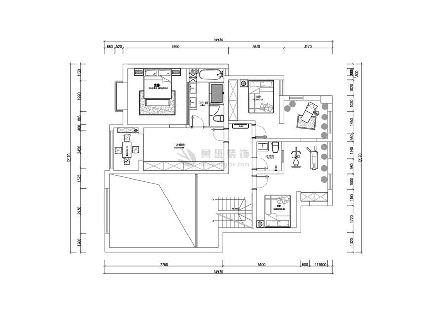 融創(chuàng)天朗融公館,新中式風(fēng)格,二層戶型圖